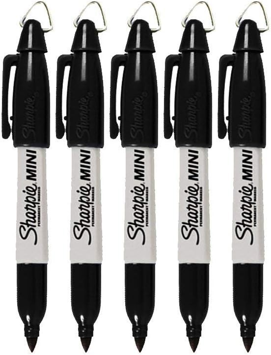 Mini Permanent Markers with Golf Keychain Clips, Fine Point, Black Ink, Pack ...