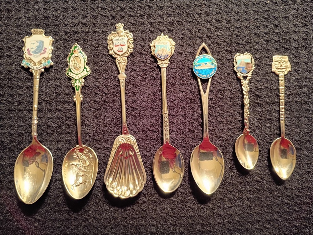 Sterling Silver Enameld Souvenir Spoon Collection 70g