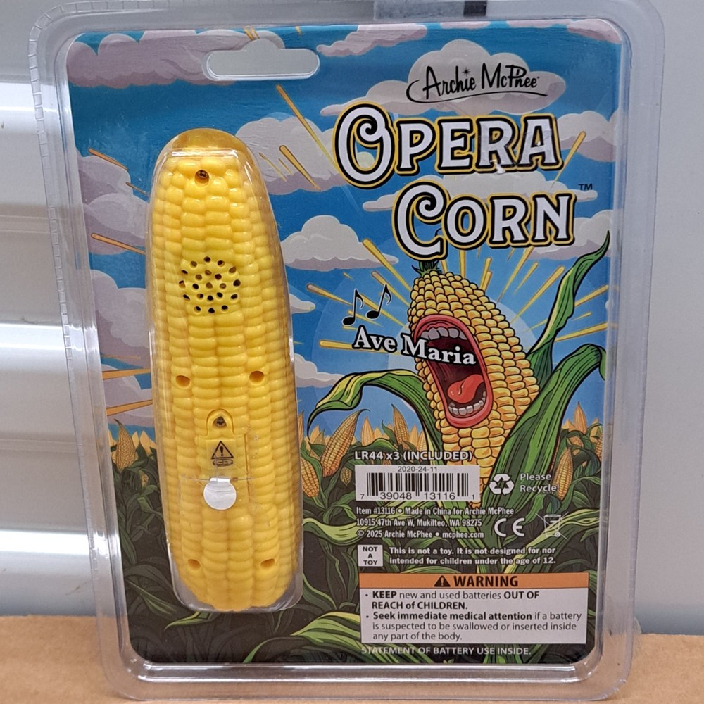 🌽 Archie McPhee - Opera Corn - Singing Corn Cob Gag Gift 🌽