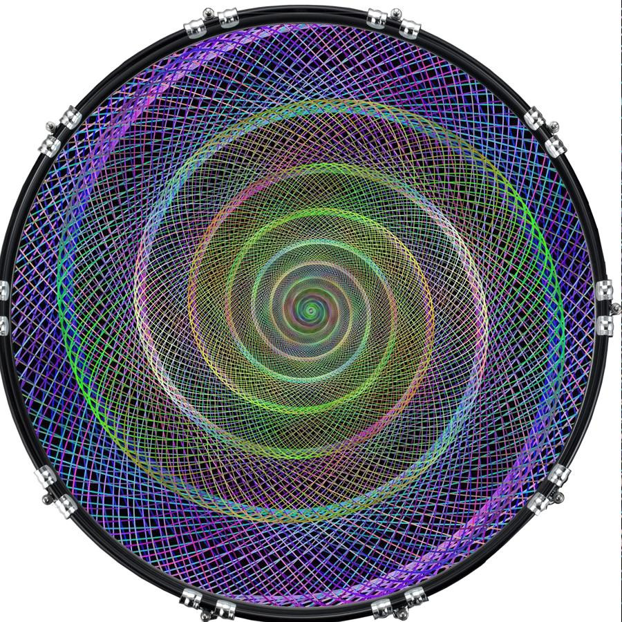 20" Custom Bass Kick Drum Front Head Graphic Graphical Spiral 11