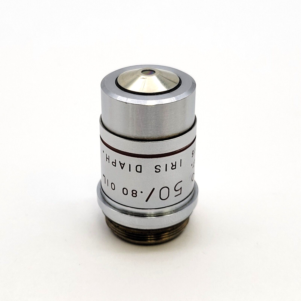 AO American Optical Microscope Objective Plan Achro 50x Oil with Iris Diaphragm