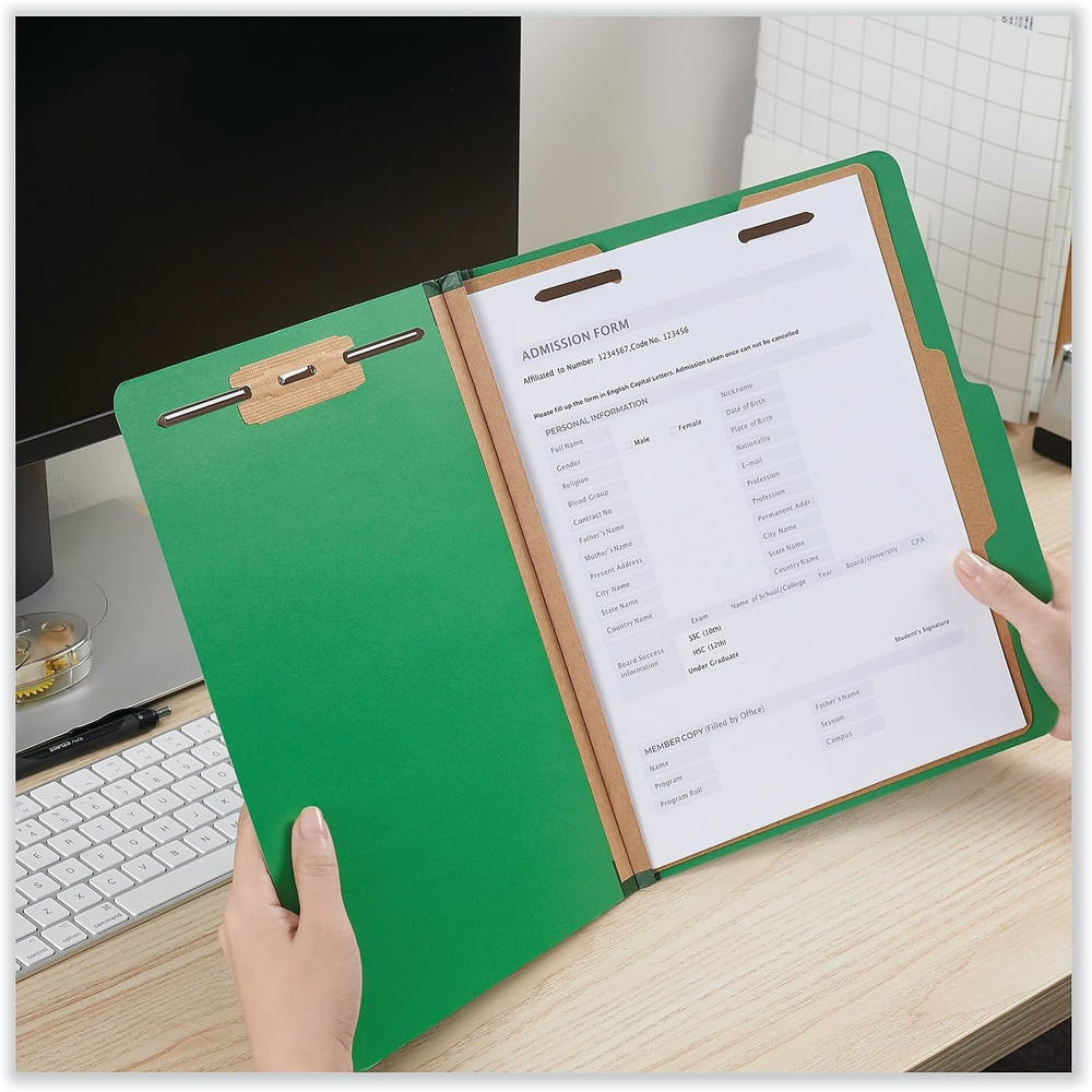 10202 Pressboard Folder, Letter, Four-Section, Emerald Green, 10/Box