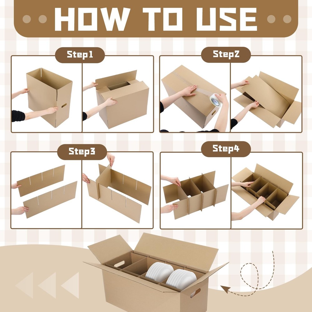 6 Sets Dish Packing Box Kitchen Moving Boxes Kit Glassware Packing Boxes Dish...
