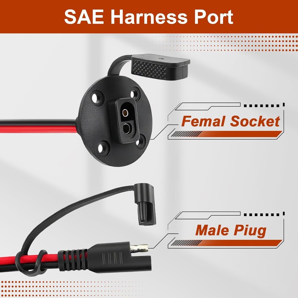 2-Pack 12AWG SAE Quick Connector 1FT Solar Battery Cable