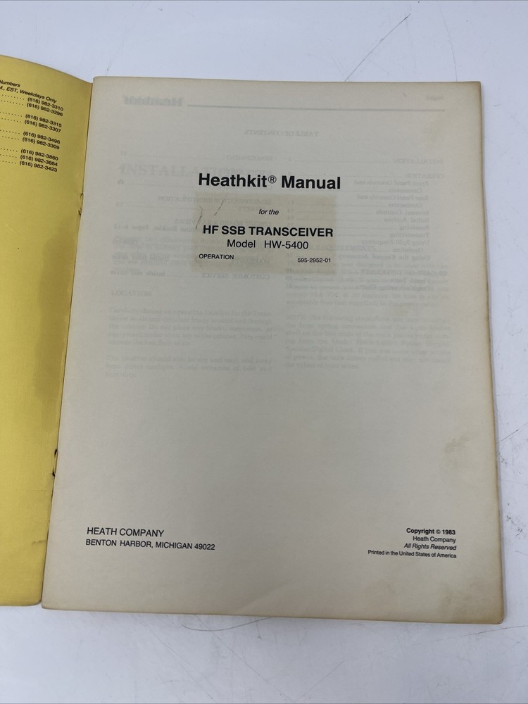 Heathkit Manual HF SSB Transceiver HW-5400 Great Condition!