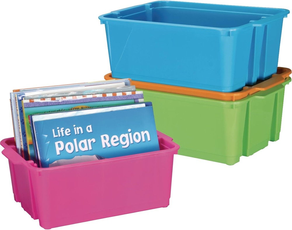 Classroom Stacking Bins - Neon - Set of 4