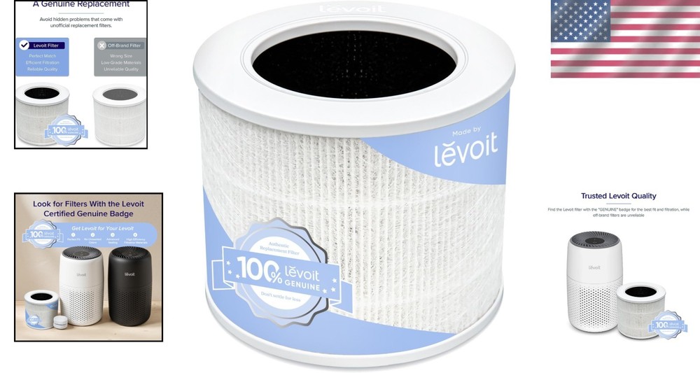 Genuine Levoit Core Mini-P Replacement Filter for Peak Air Quality - 3 Pack