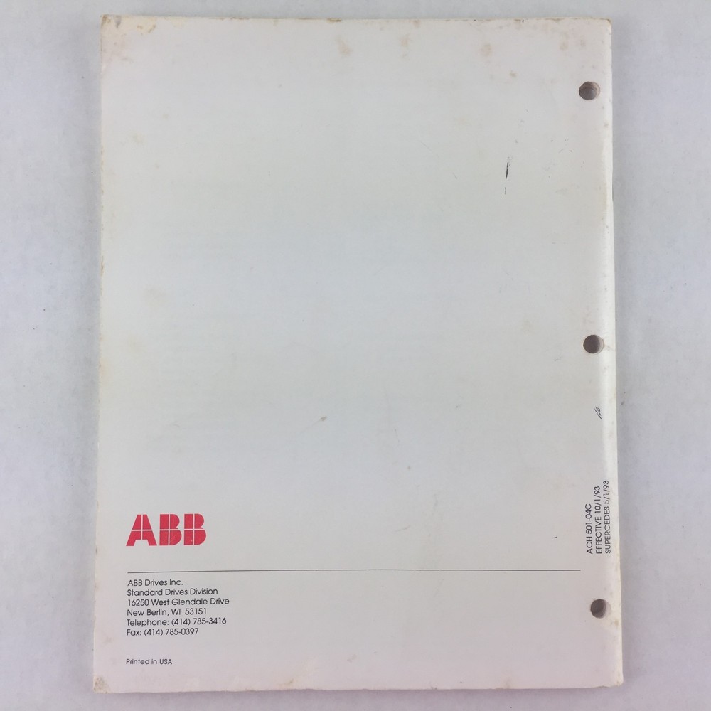 ABB Installation & Start-up Manual ~ ACH 501 Adjustable Frequency AC Drives