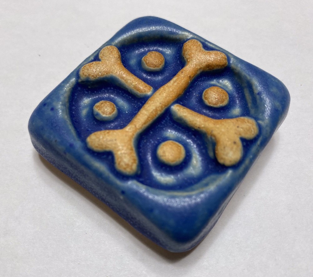 Crossbones 2x2" Stoneware Art Tile By Gretchen Kramp