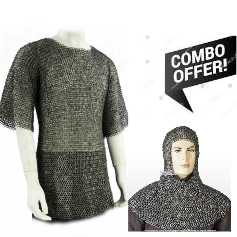 9mm Medium Chainmail Flat Riveted With Flat Washer Half sleeve shirt Halloween