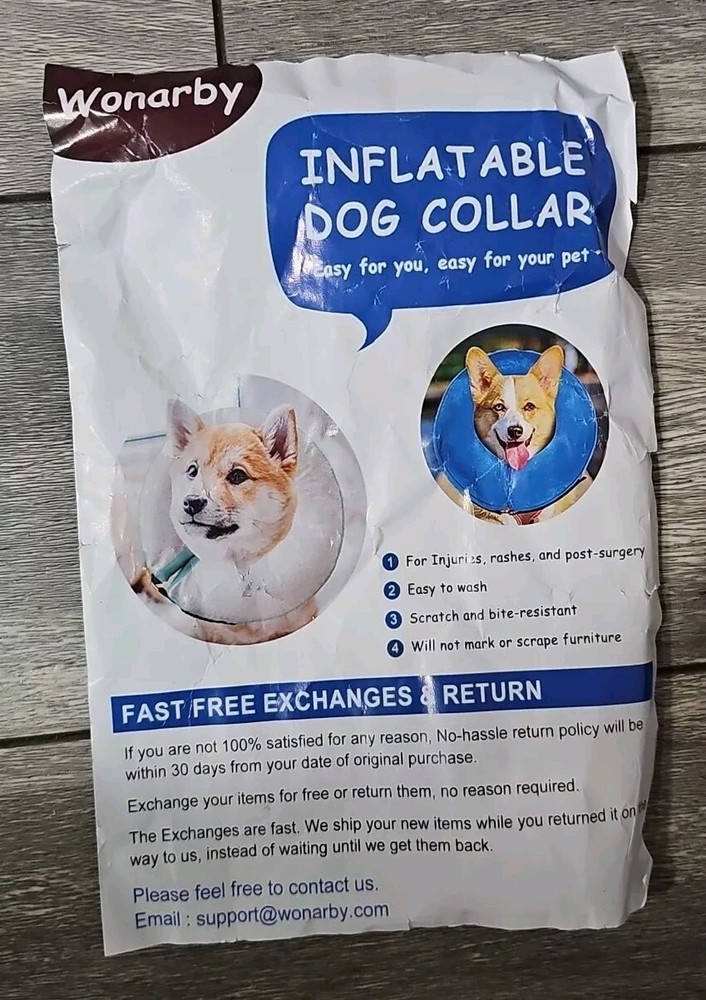 Wonarby Protective Inflatable Dog Collar - Small - Recovery Cone Alternative