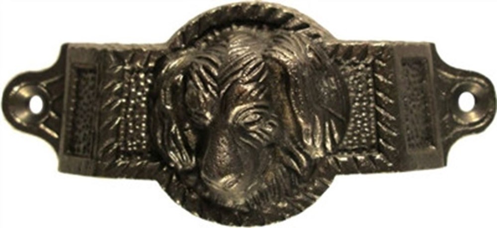 3-1/2" Victorian Style Dog Head Bin Pull Cast Brass