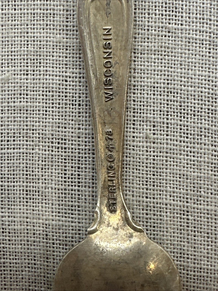 Franklin Mint Sterling Silver State Flower Salt Spoon-Wisconsin