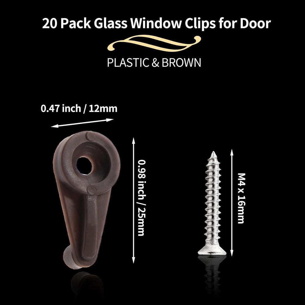 20 Pack Glass Window Clips Brown Retainer Kit Mirror Door Panel Mount Hardware