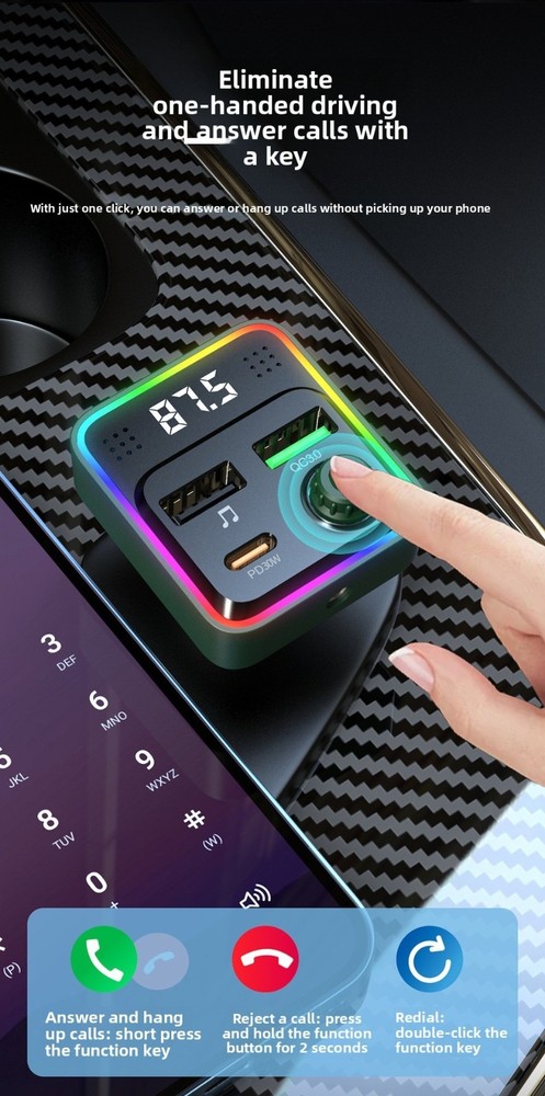 Dual USB Car Charger Fast Charging Bluetooth for iPhone Android Quick Charging