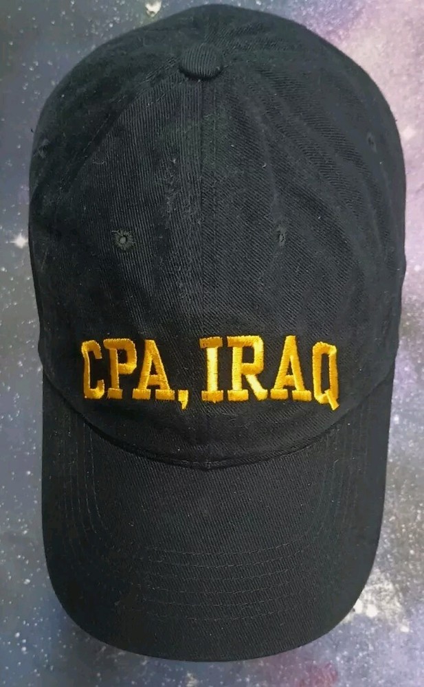 Coalition Provisional Authority CPA Iraq Hat Embroidered Black Adjustable Cap
