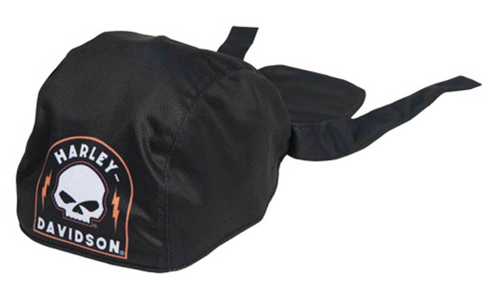 Harley-Davidson Men's Skull Shield Polyester One Size Headwrap - Solid Black
