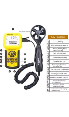 Pro CFM Anemometer Measures Wind Speed Wind Flow Wind Temp for HVAC Air Flow USB