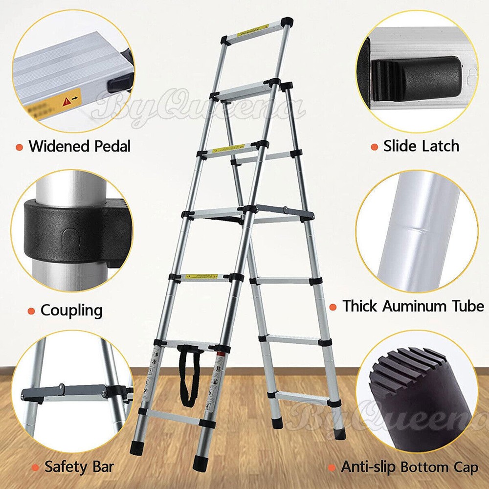 1.4M-2.3M Multi-Purpose Aluminium Telescopic A Frame Folding Ladder Extendable