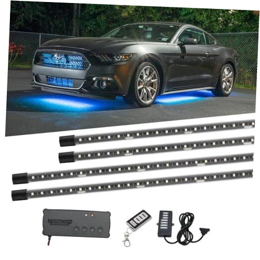 4pc Million Color Multi-Color LED Underbody Underglow Accent Lighting Kit for