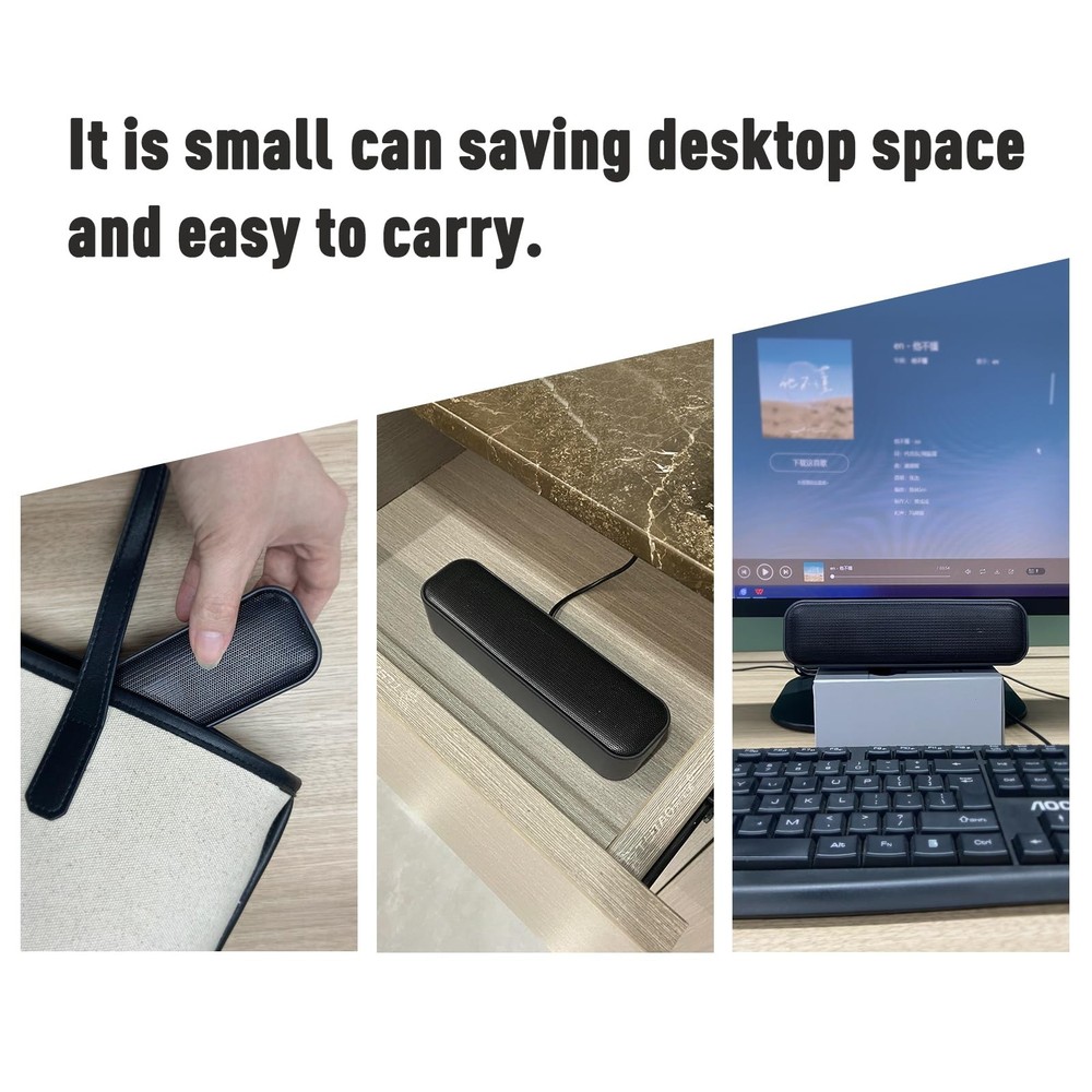 USB Computer Speaker for Desktop, USB Powered, Plug and Play, Soundbar Portab...