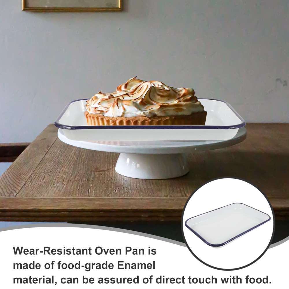 Enamel Baking Pan Rectangular Enamal Roasting Tins White Pans for Oven
