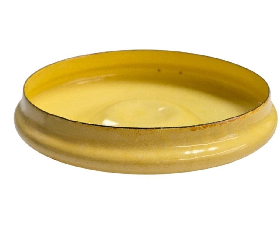 Yellow Enamelware Replacement Lid With Black Handle Rustic Farmhouse Style