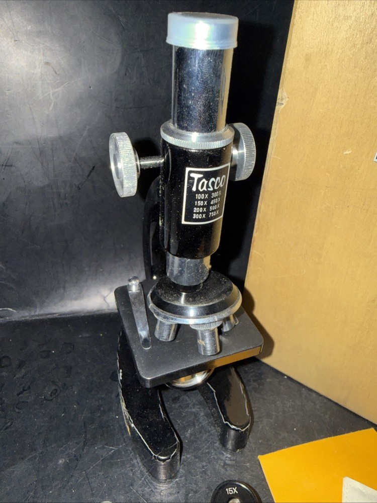 Tasco Deluxe Microscope with Wooden Case