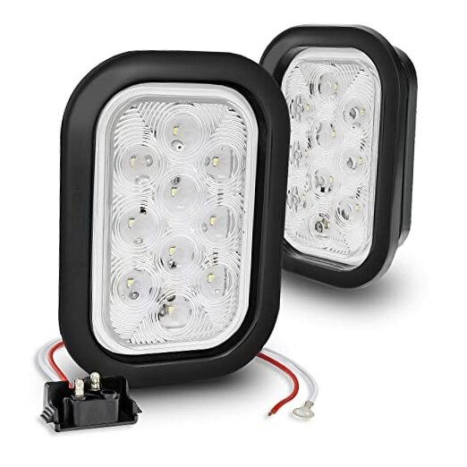 TRUE MODS 2pc 5x3 3x5 Inch Rectangle LED Trailer Tail Light Kit 2 Pack White