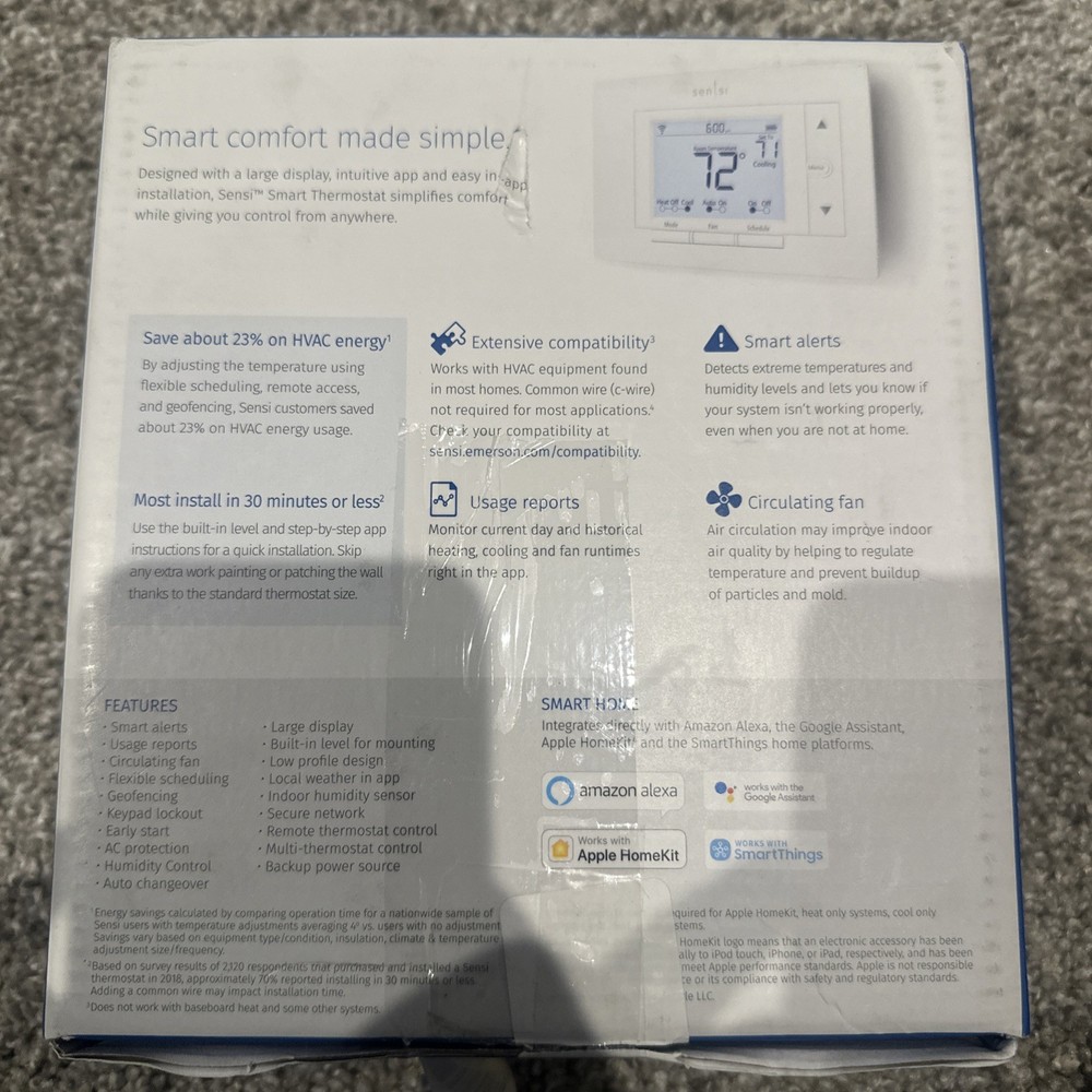 Emerson Sensi Smart Programmable Thermostat - White (ST55)