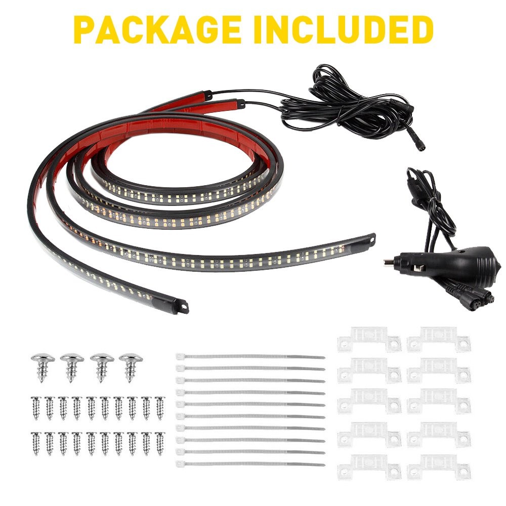2pcs 60" Running Board Step Strips Bar LED Lights Strobe & White Amber