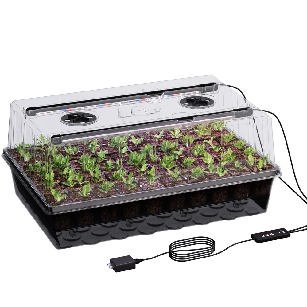 60-Cell Self-Watering Seed Starter Tray with Grow Light, Seed Starter Kit wit...