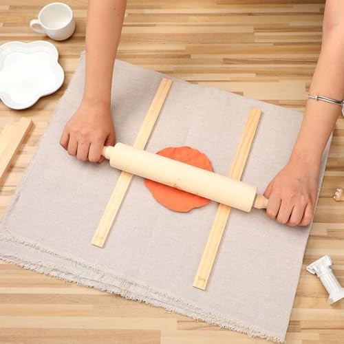 12 Pcs Pottery Tools Include 1 Wood Rolling Pin Sculpting Polymer Tablecloth