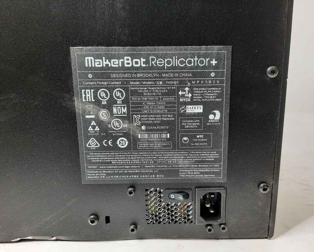 Power Tested/Preheat Tested MakerBot Replicator+ Plus 3D Printer PABH65