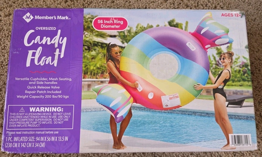Member's Mark Oversized Candy Inflatable Pool Float. Swimming summer fun pools