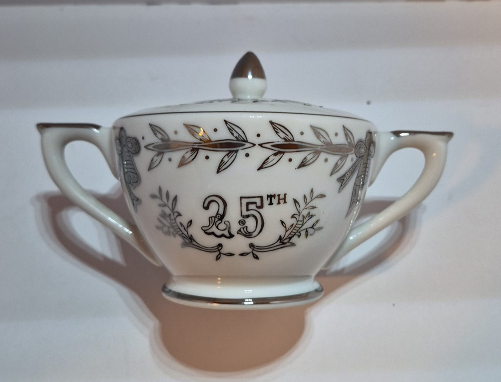 Lefton China Sugar Dish "25th Anniversary"