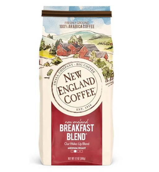 New England Coffee, Breakfast Blend, Medium Roast Ground Coffee (3 Pack) 12 oz