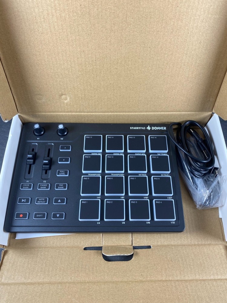 Donner MIDI Beat Maker, 16 Pads, 2 Faders, Music Software, USB MIDI Controller