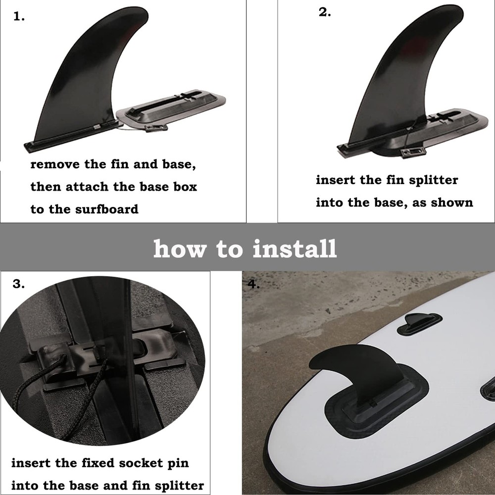 Jashem Surf Board Fin 9" Inflatable Paddleboard Replacement Large, black