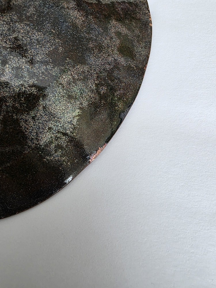 Enamel On Copper Bowl Blue Star Pattern