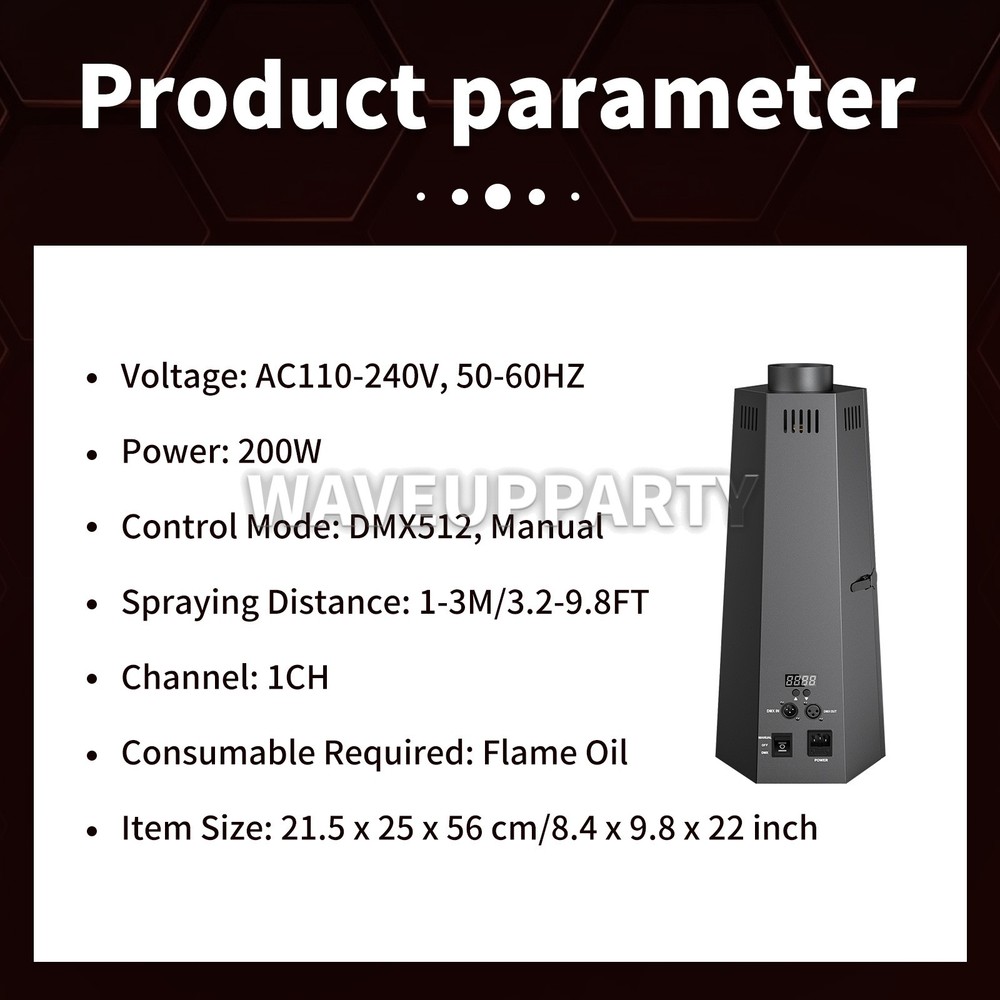 PAIDUN 200W Fire Machine Flame Thrower Projector Stage Effect Disco DJ Music Bar