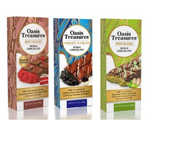 Oasis Treasures Dubai Chocolate Bars, Assorted Flavors