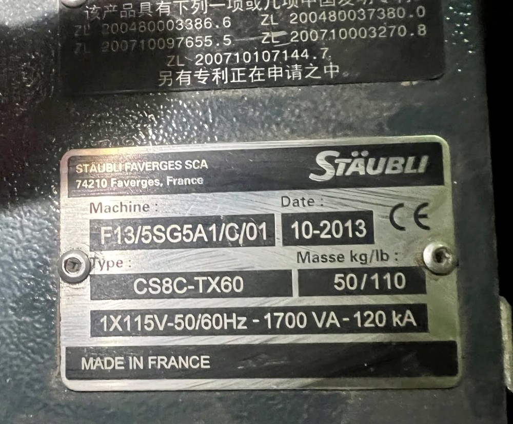 Staubli TX60 Robot W/ Controller (FA1)