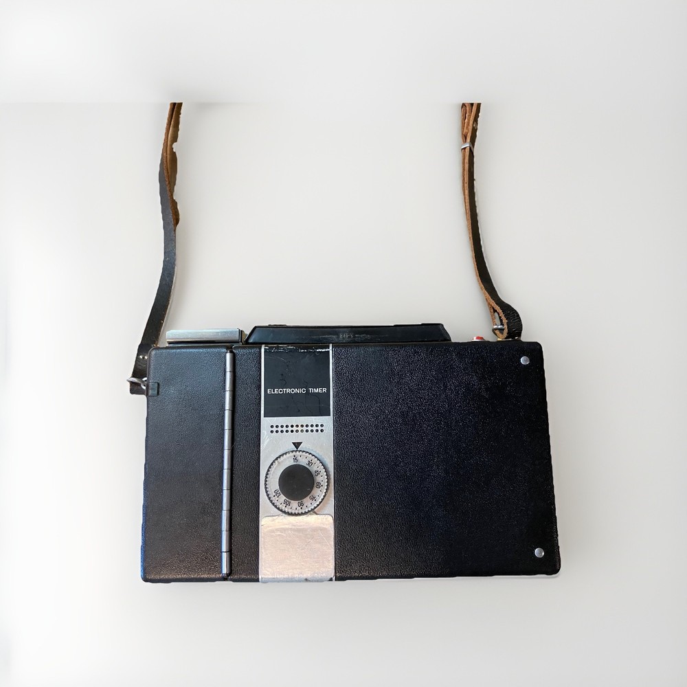 Polaroid 360 Land Camera Electronic Flash w/ Hard Case + Strap UNTESTED