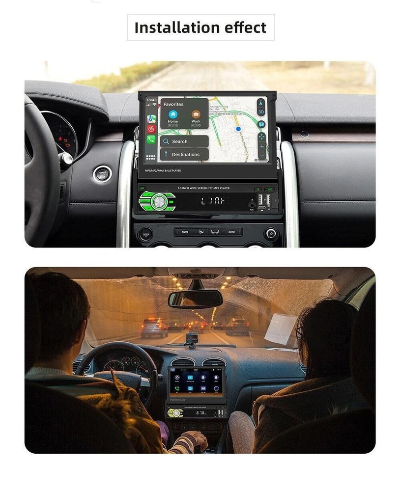 Universal Double Din Car Stereo Wireless CarPlay Android Auto GPS Backup Camera