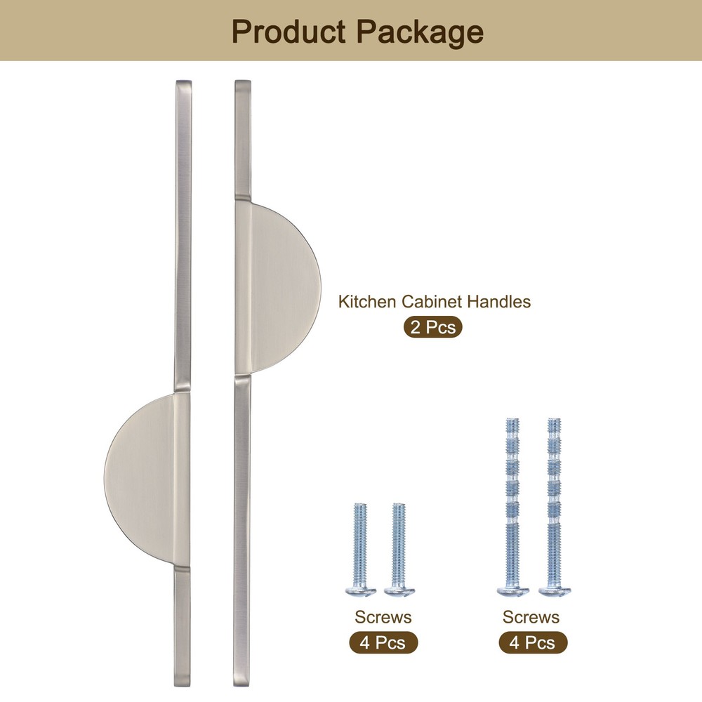 2 Pack Brushed Silver Cabinet Pulls Semicircle Cabinet Handle 11-1/3 inch/288mm