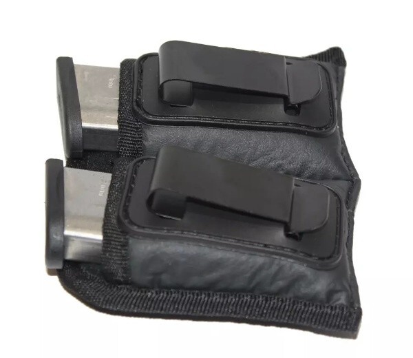 IWB Double Magazine Holster for Single Stack 9mm Mag fits Glock 43, M&P Shield +