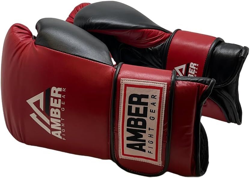 Amber Renegade v1.0 Pro Hook & Loop Leather Boxing Gloves, Durable Leather