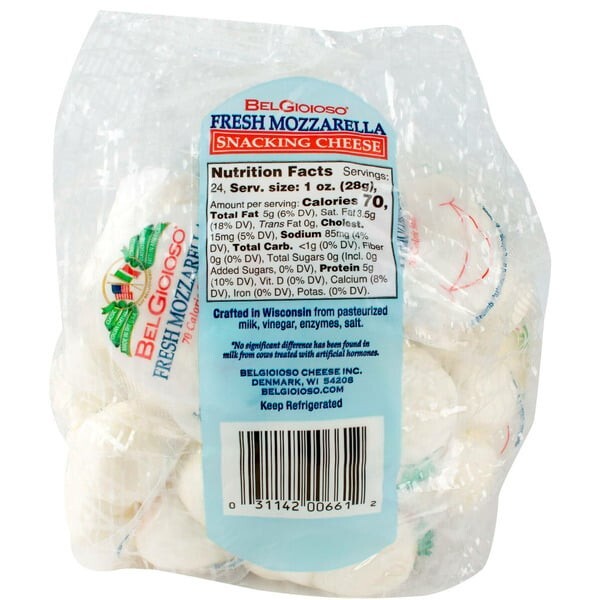 BelGioioso Fresh Mozzarella Snacking Cheese 1 oz 24 Pack
