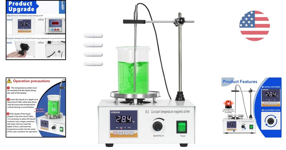 Precision Digital Stirring System with Adjustable Temperature Probe - 250W Rated